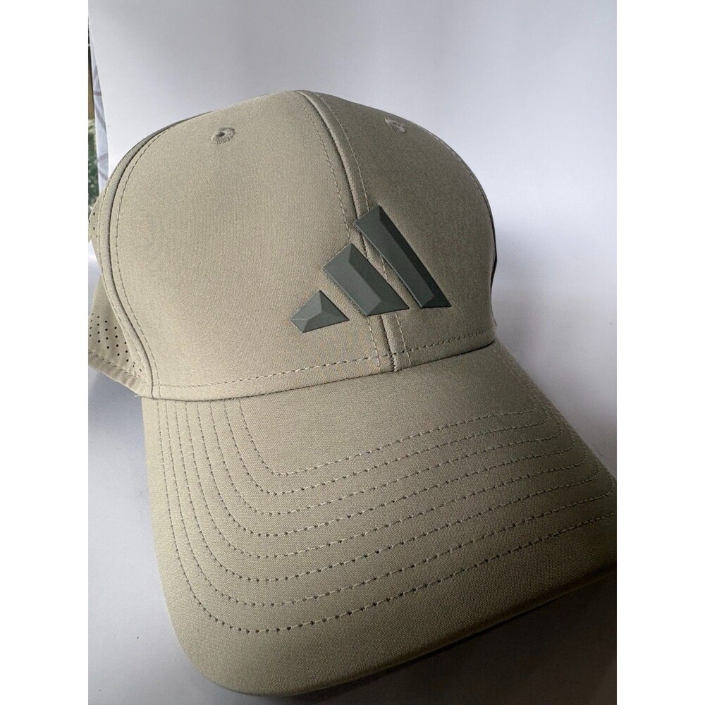 adidas Gameday Climacool Hat Khaki Tan Stretch Fit 3D Logo Golf Cap